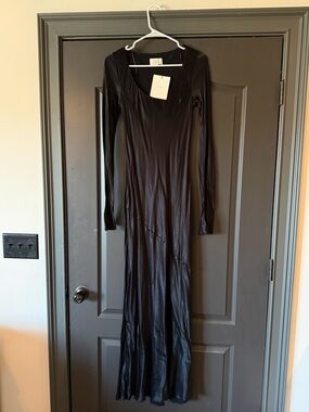 DISSH Black Long-Sleeve Maxi Slip Dress